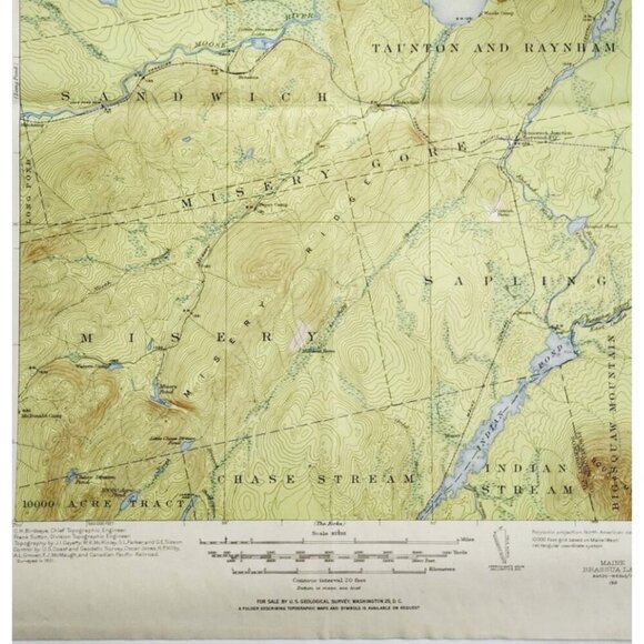 1921 Map USGS Topographic Brassua Lake Maine Antique Quadrangle Vintage TOPO22 - Picture 3 of 3